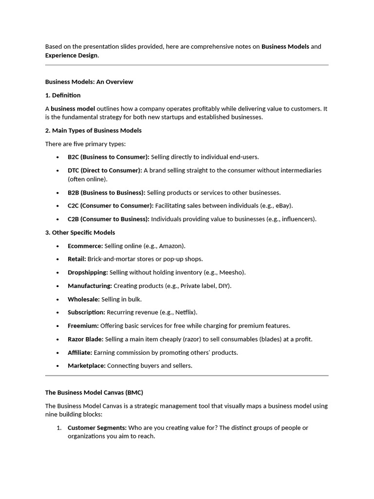 Experience Selling Business Models | PDF | Business Model | Business ...