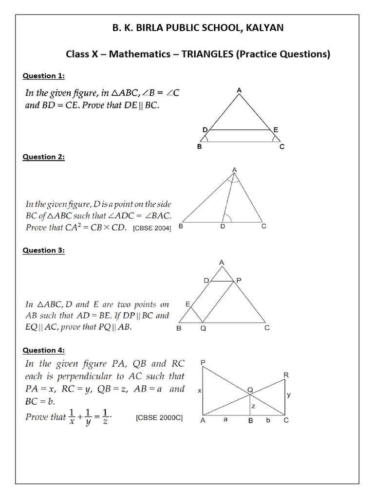 Revision - Triangles | PDF
