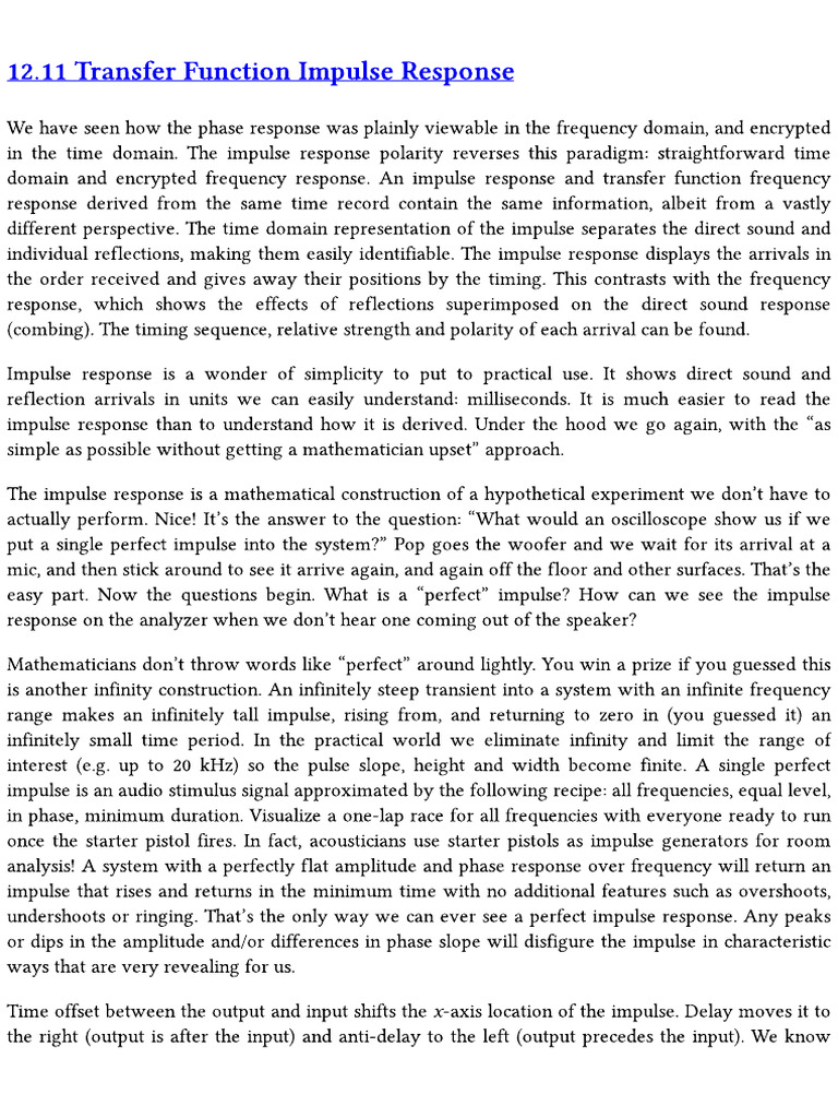 Sound Systems Design and Optimization Transfer Function Impulse ...