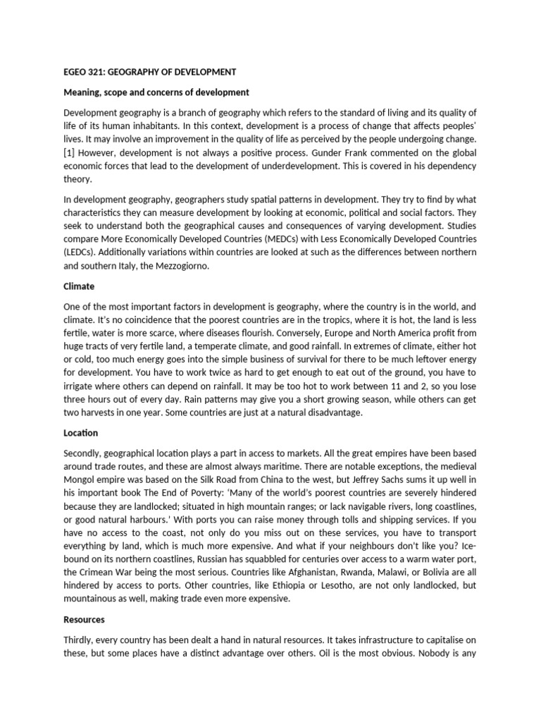 Egeo 321-Geography of Development | PDF | World Systems Theory ...