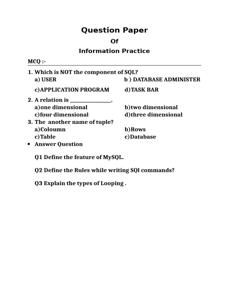 Ip Question Paper | PDF