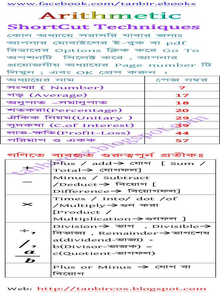 Math-Arithmetic ShortCut Techniques (Mobile Version) Update | PDF