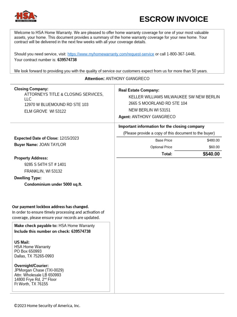 Invoice - 9285 S 54th ST | PDF | Home Appliance | Home