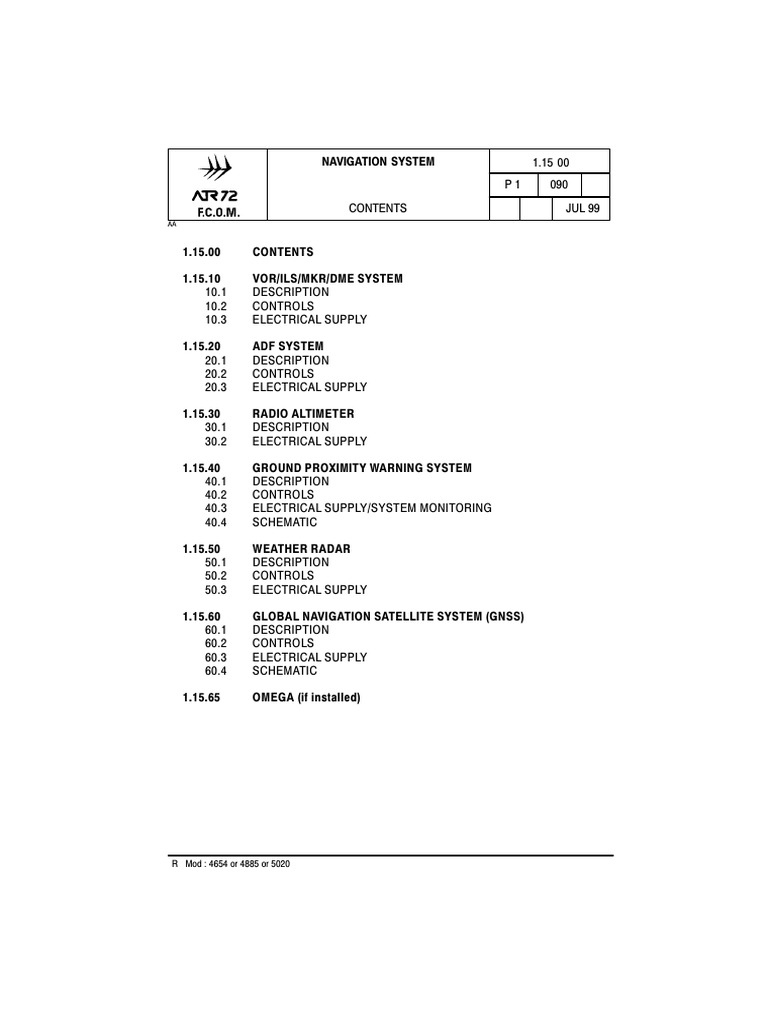 Atr72 Navigation System | PDF | Navigation | Aerospace