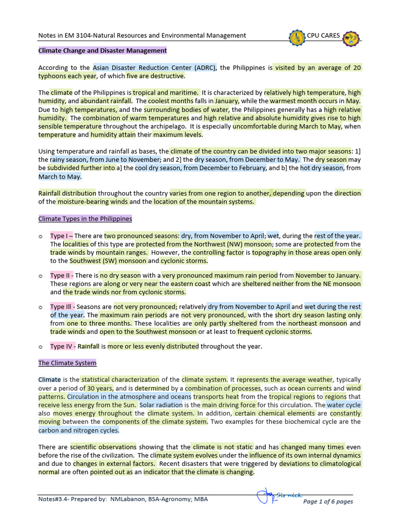3.4-Climate Change and Disaster Management | PDF | Climate Change ...
