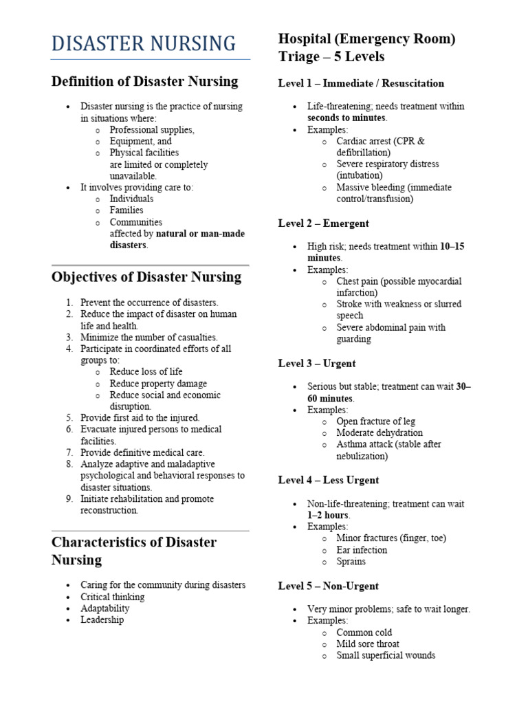 Disaster Nursing AHN Notes | PDF | Emergency Management | Emergency