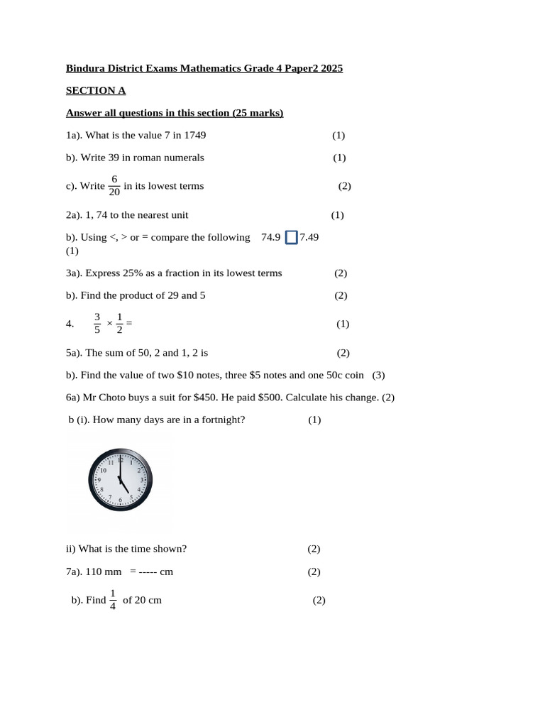 Grade 4 Mathematics Paper 2 | PDF