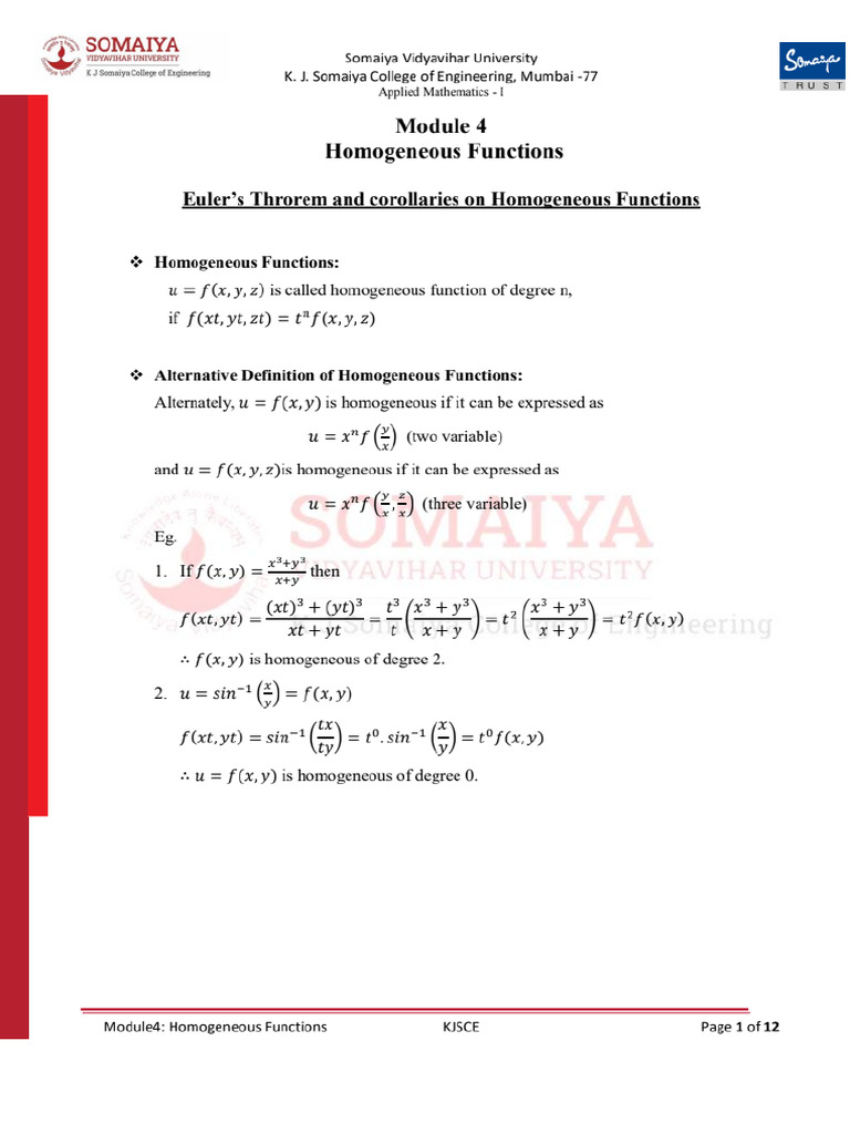 Module 3 Homogeneous Functions | PDF