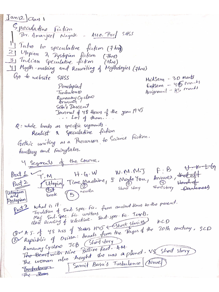 Speculative Fiction Mid Sem Notes | PDF