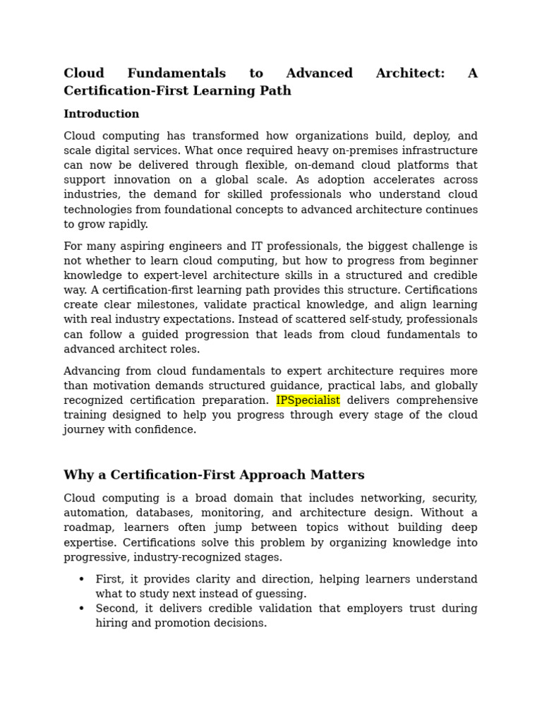 Cloud Fundamentals To Advanced Architect | PDF | Cloud Computing | Learning