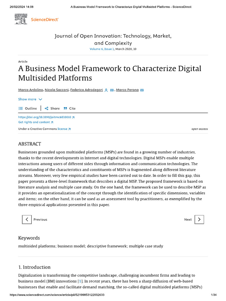 A Busimess Model Framework | PDF
