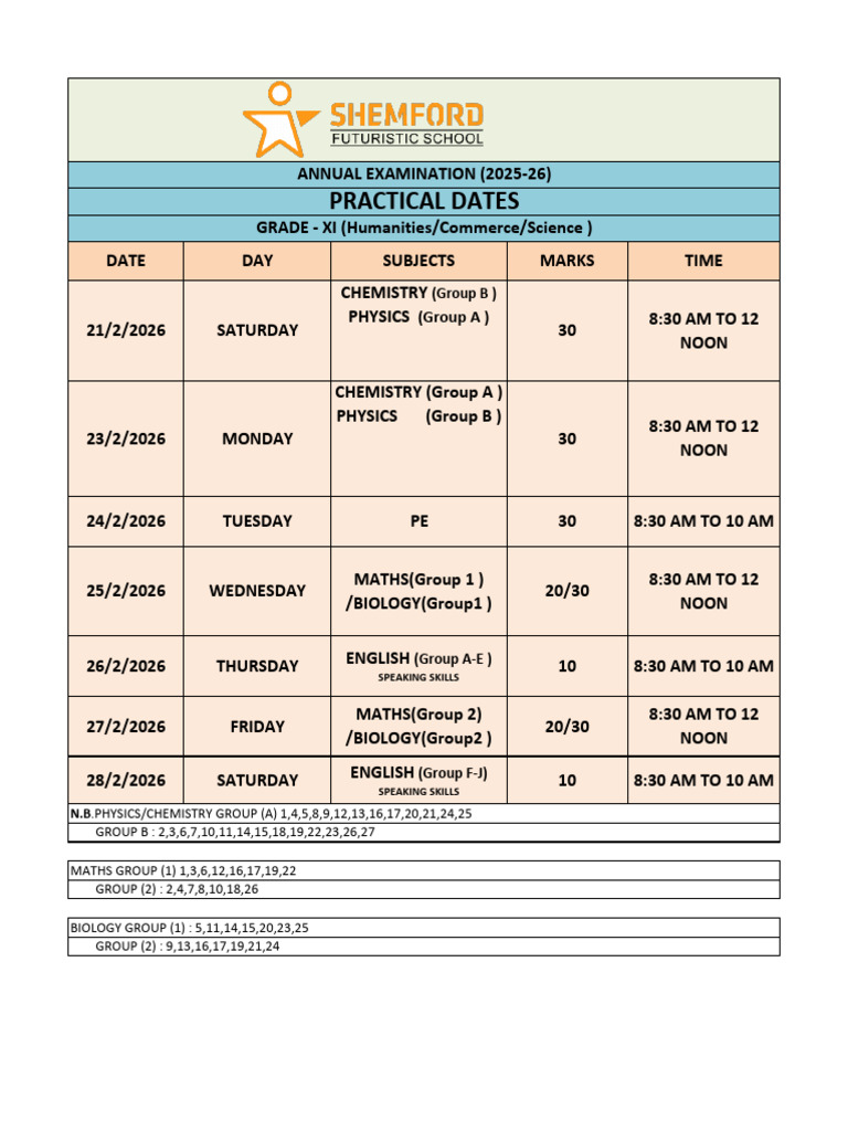 Class 12 Practical Date | PDF