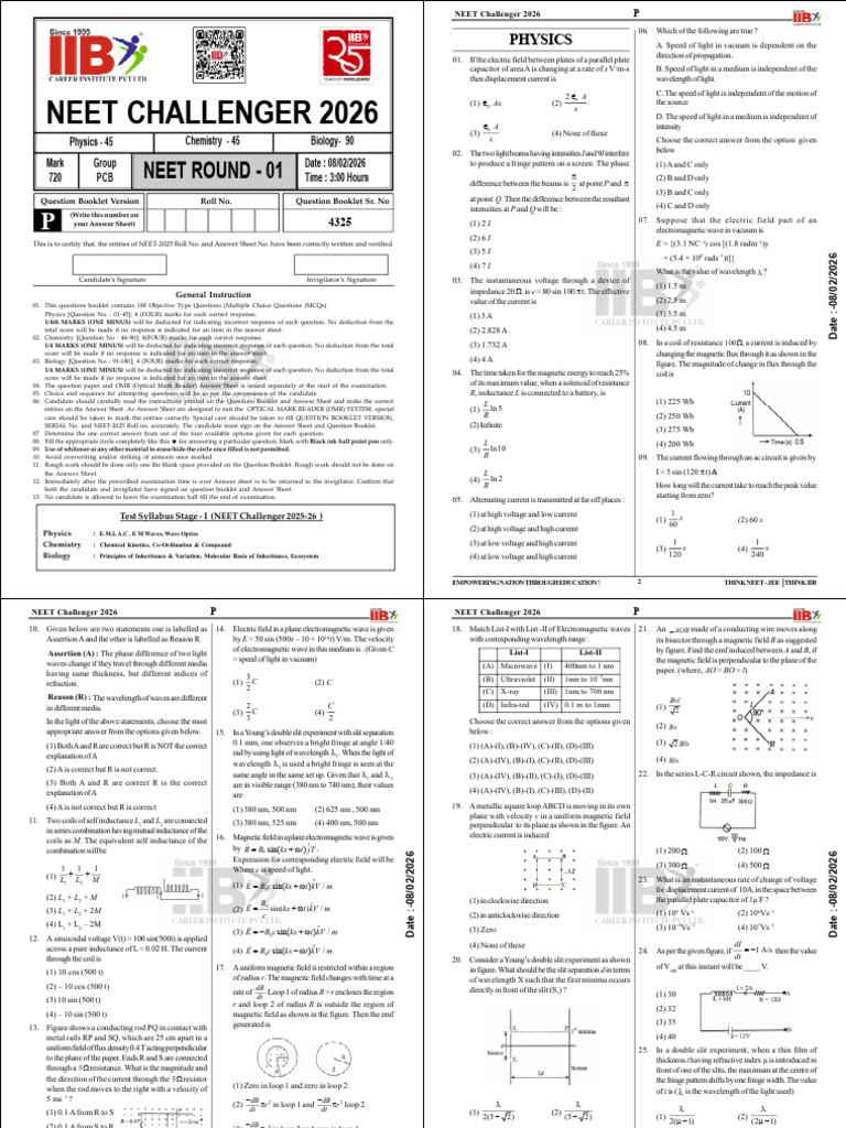 IIB - Test 1 | PDF | Inductance | Light