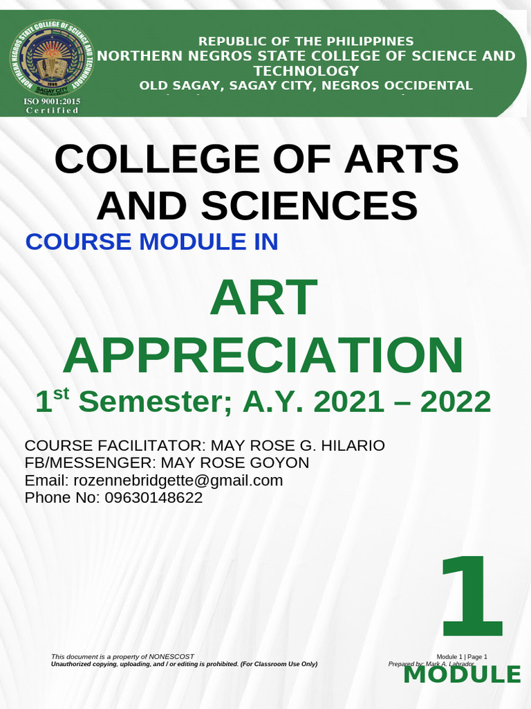 Module 1 Art Appreciation Prelim | PDF | The Arts | Paintings
