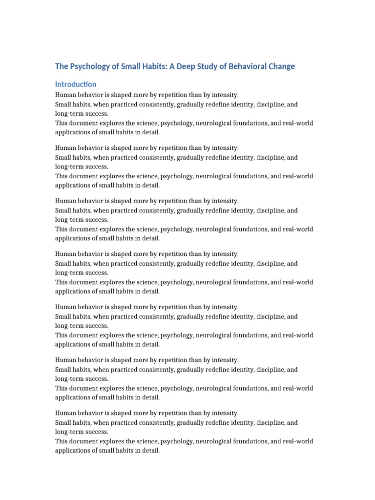 Extended Document 1 Psychology of Small Habits | PDF | Habits | Social ...