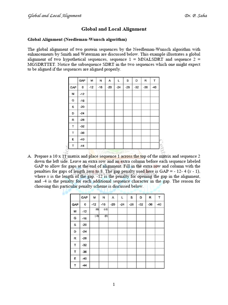 Global and Local Alignment | PDF | Sequence Alignment | Molecular Biology