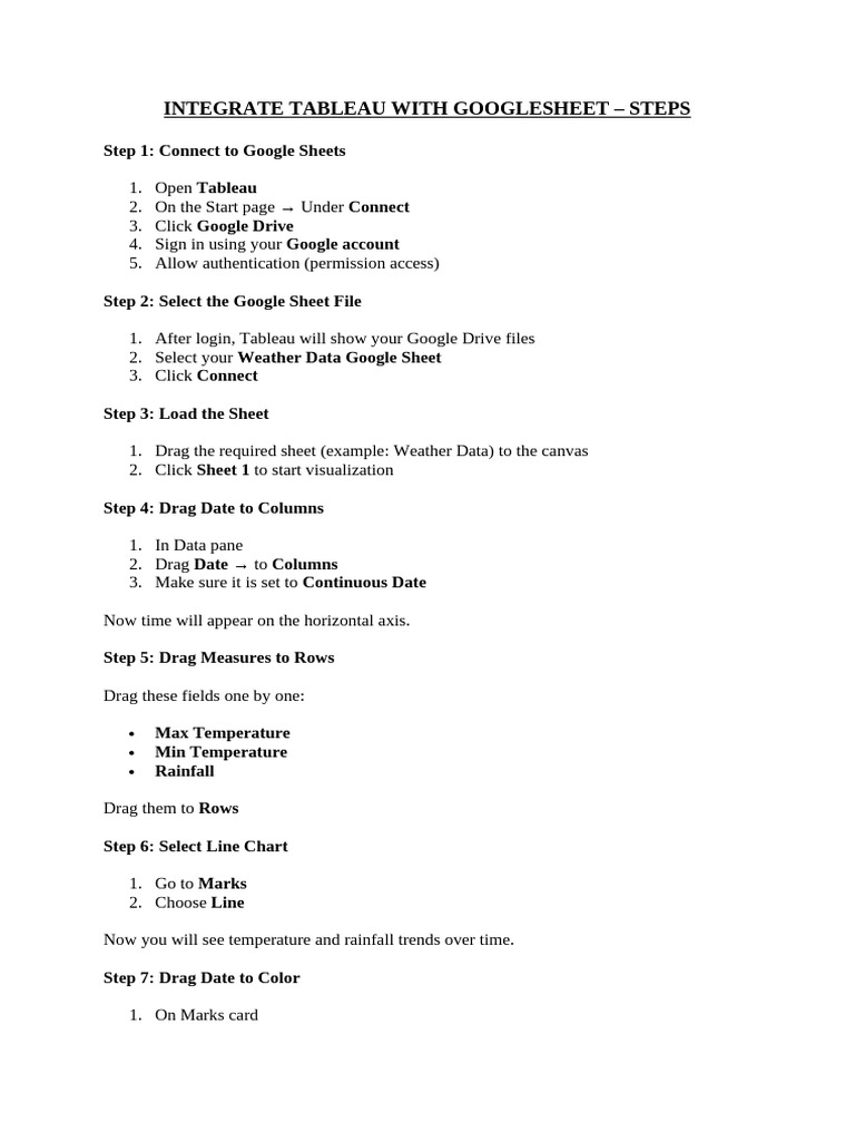 Integrate Tableau With Googlesheet - Procedure | PDF