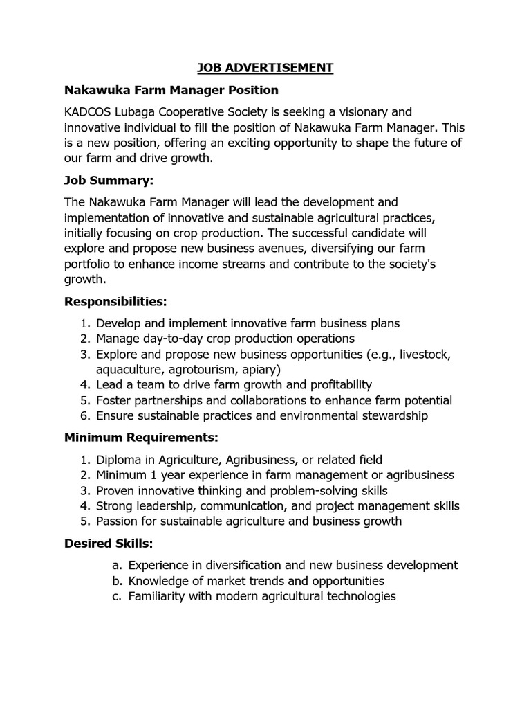 Farm Manager | PDF