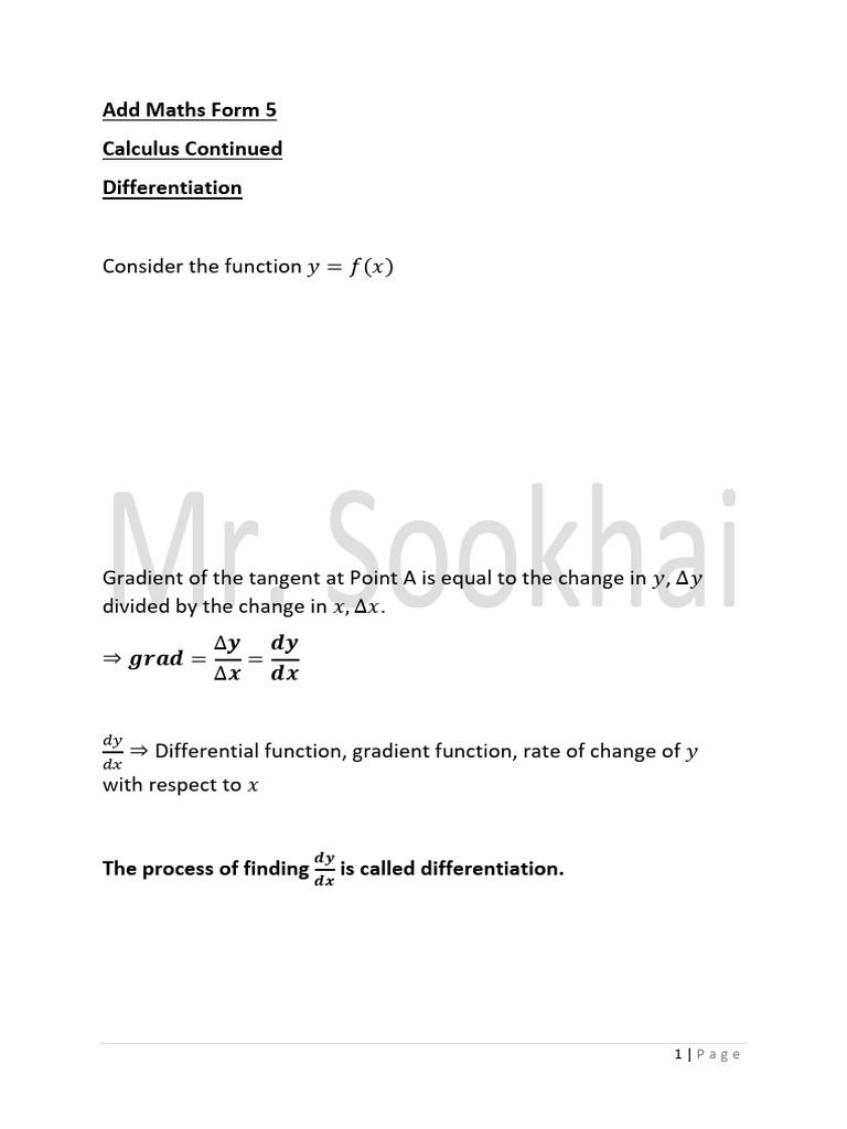Form 5 Add Maths Teacher's | PDF | Tangent | Mathematical Concepts