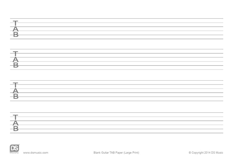 Blank Guitar TAB Paper (Large Print) | PDF