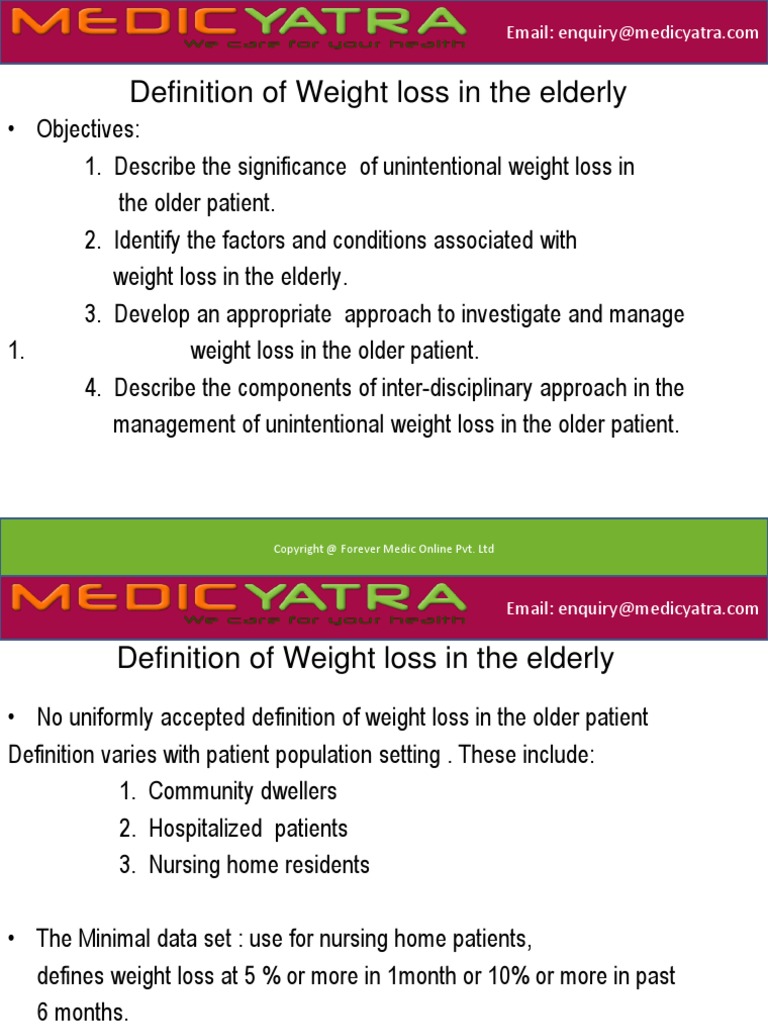 Definition of Weight Loss in The Elderly PDF Weight Loss Clinical