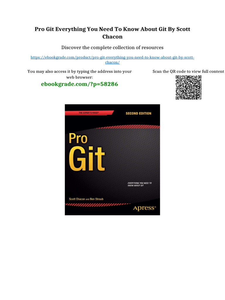 Pro Git Everything You Need To Know About Git by Scott Chacon PDF ...