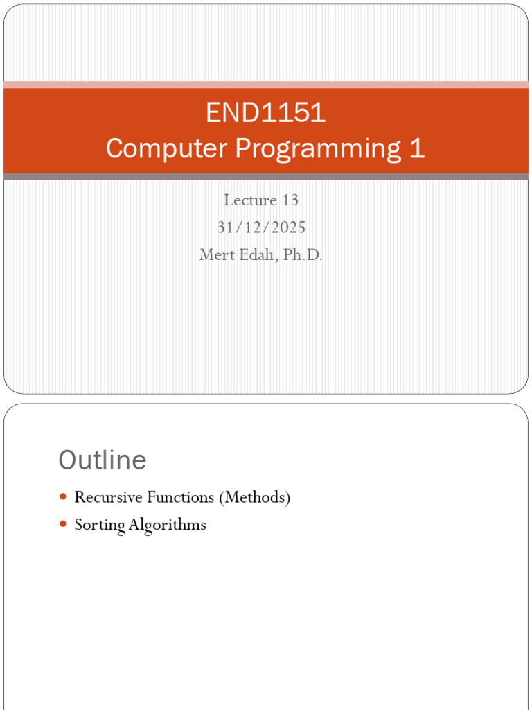 END1151 Lecture13 v2 Section1 | PDF | Recursion | Computer Science