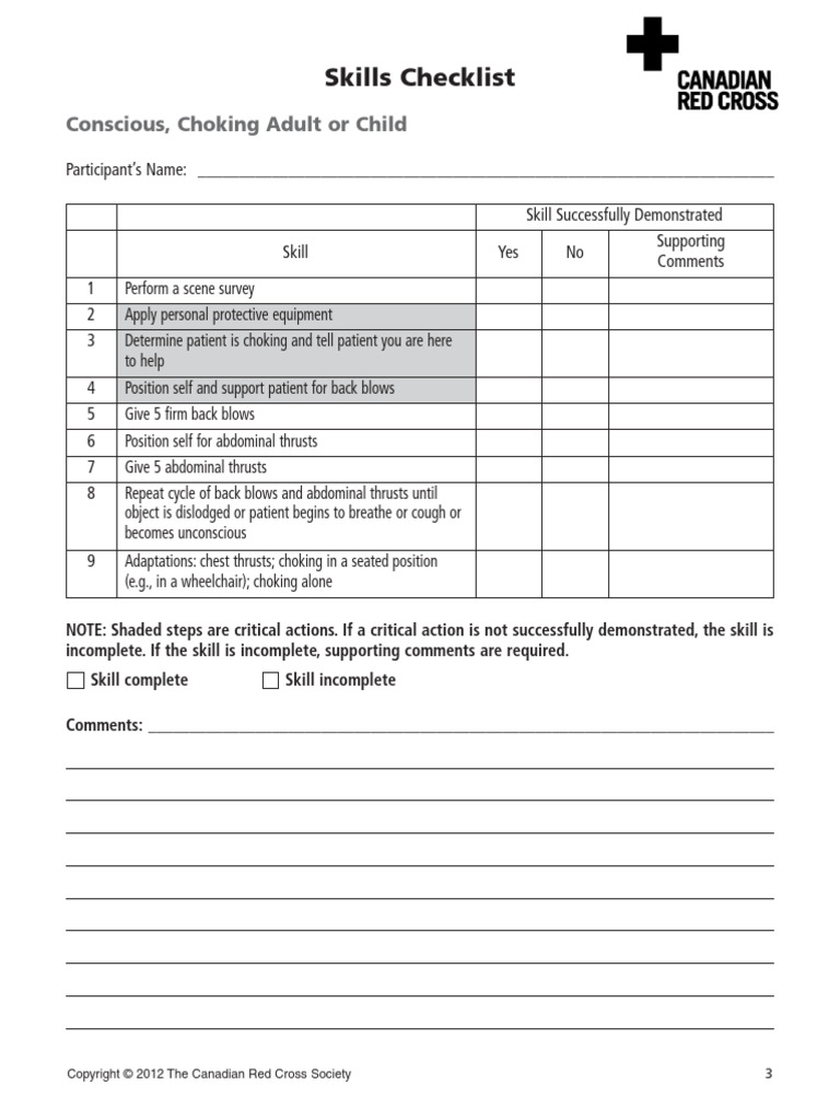 Fa Onlinetools Skills Checklist Choking | PDF | Cardiopulmonary ...