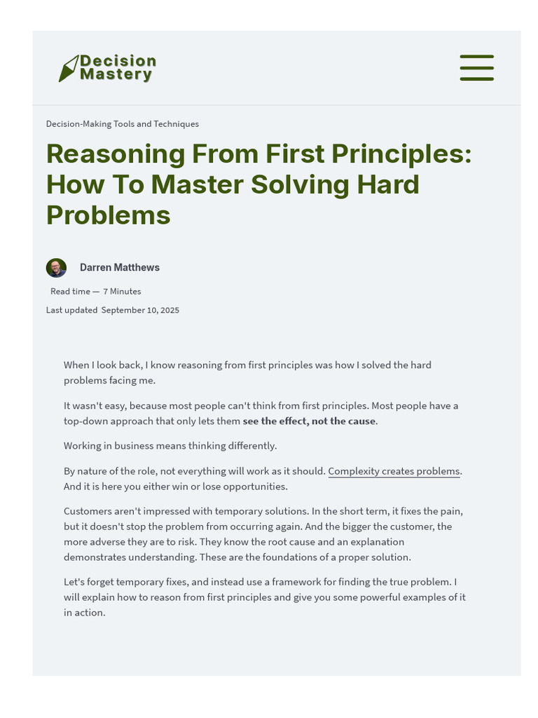 Reasoning From First Principles | PDF | Thought | Truth