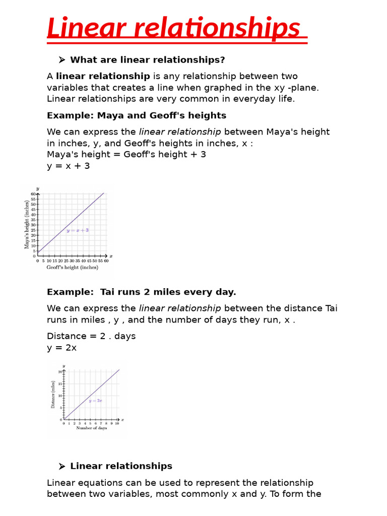 Linear Relationships Notes 1 | PDF | Equations | Linearity