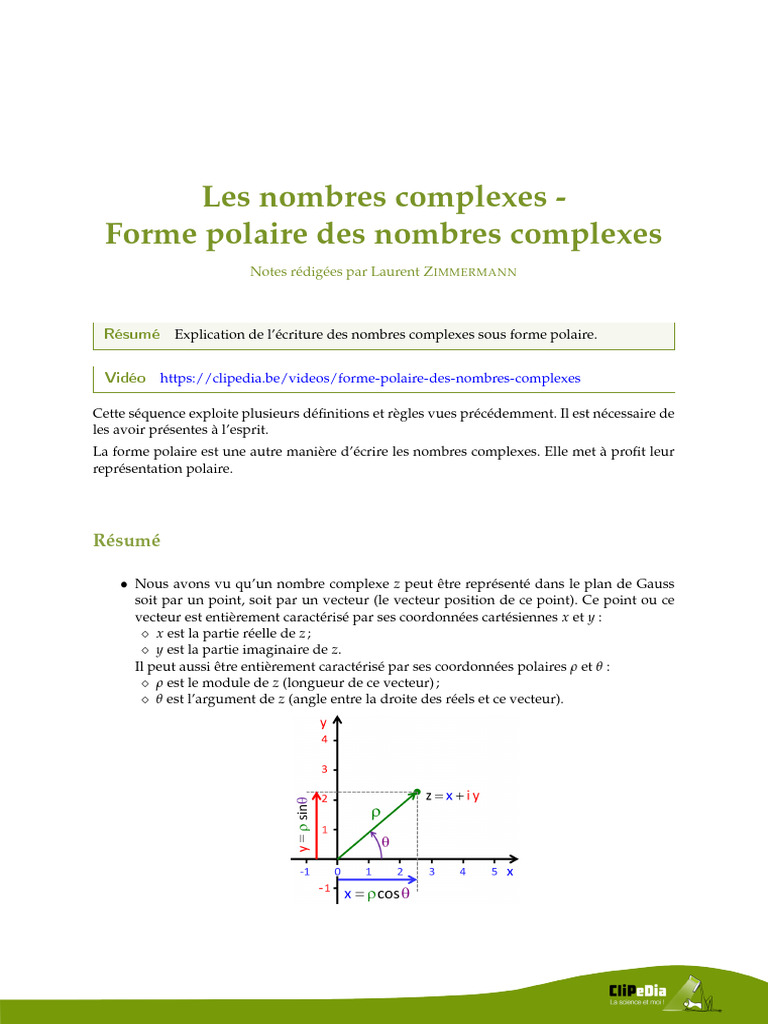 Complexes 6 Forme Polaire Des Nombres Complexes | PDF