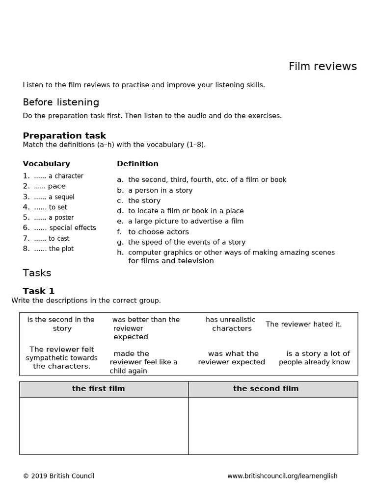 LearnEnglish Listening B2 Film Reviews | PDF