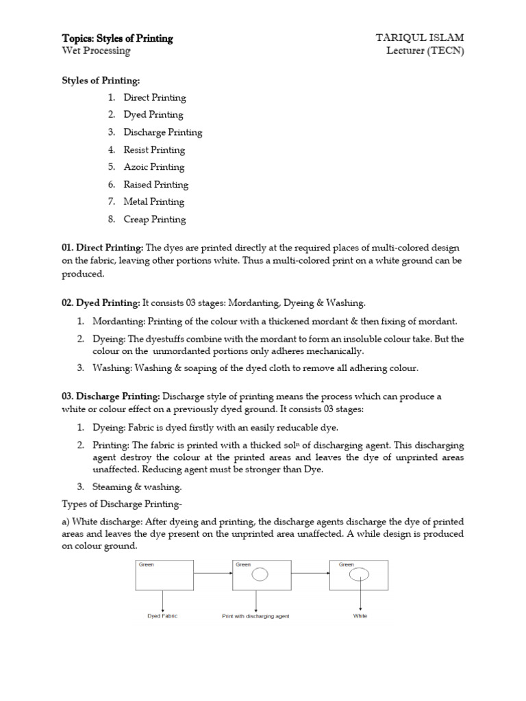 03 Printing Styles | PDF | Dyeing | Dye