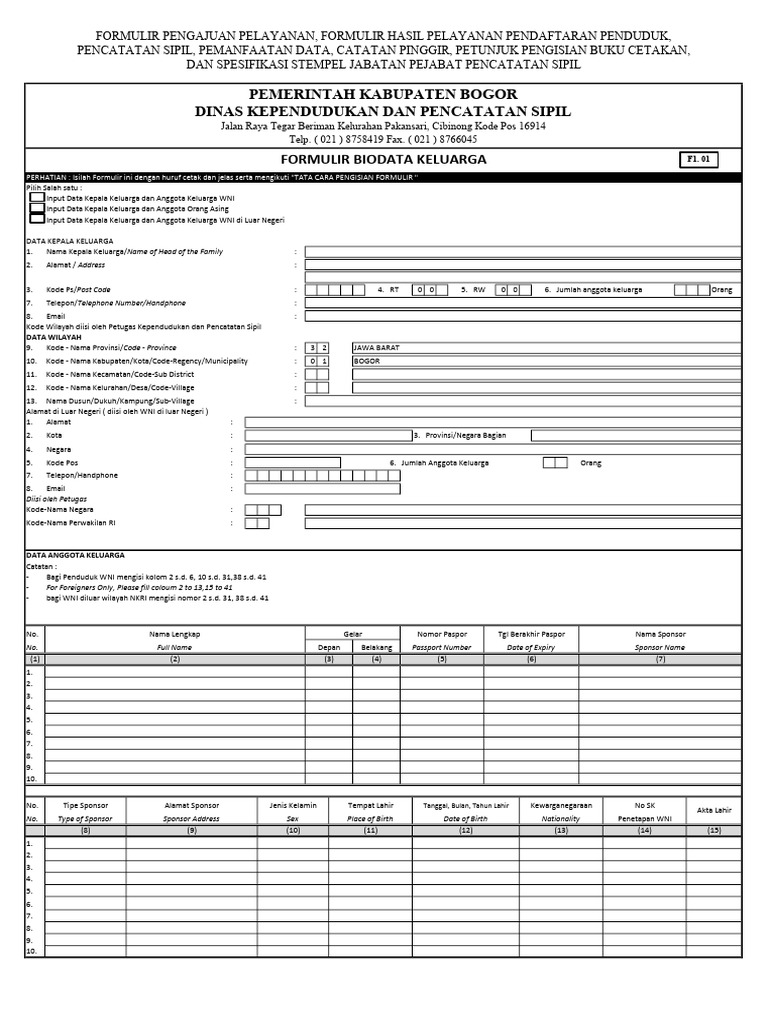 Form F1.01 | PDF