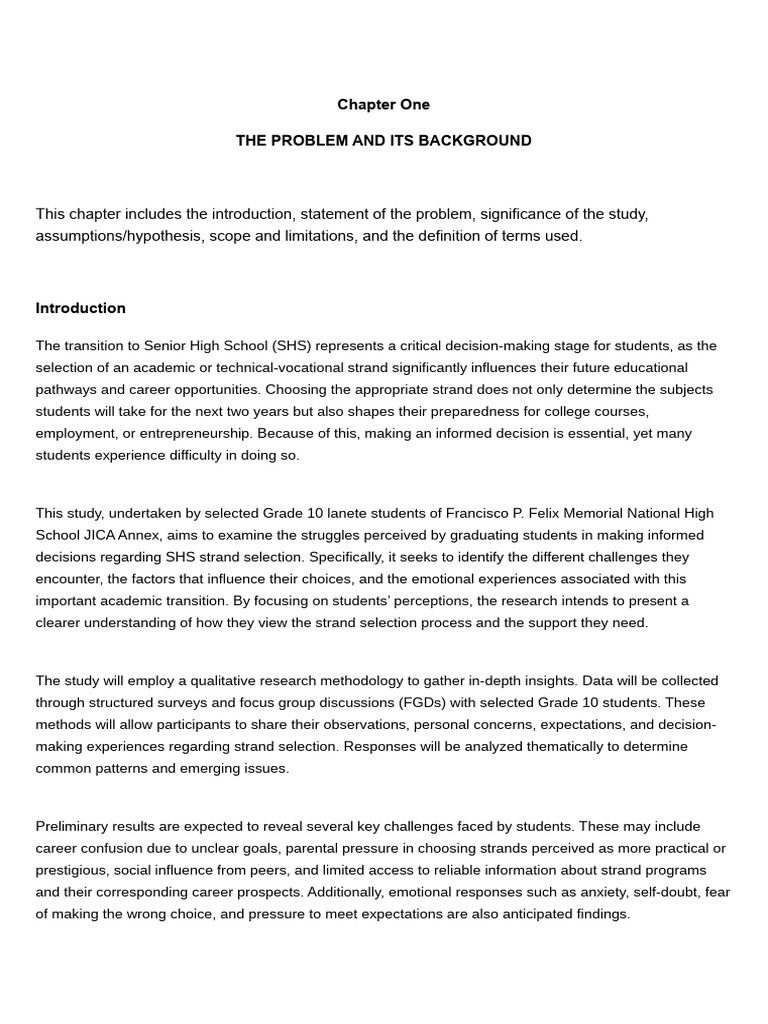 Chapter One Template - Docx 3 | PDF | Decision Making | Qualitative ...
