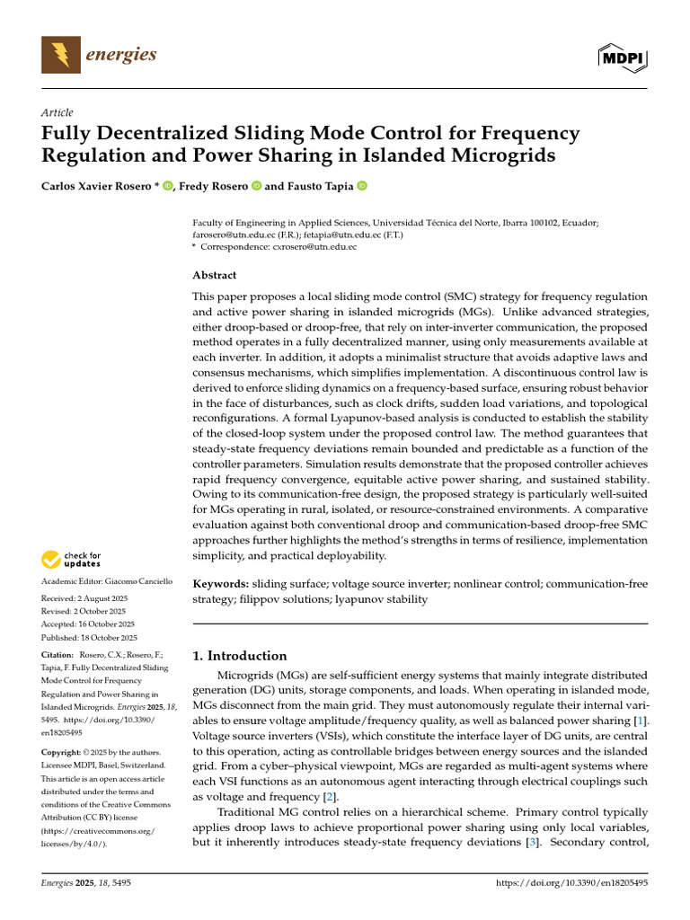 Fully Decentralized Sliding Mode Control For Frequ | PDF | Distributed ...