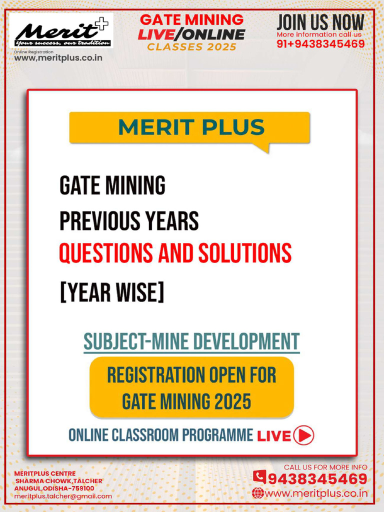 Mine Development PYQs & Ans | PDF