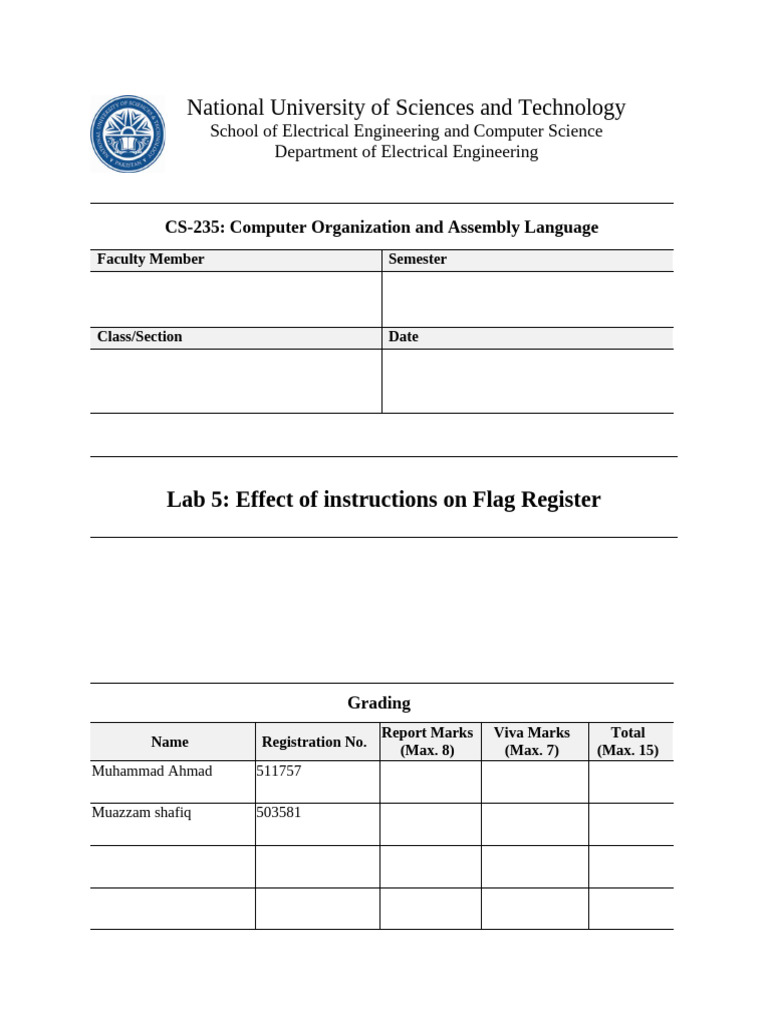 Lab-05-Effect of Instructions On Flag Register | PDF | Assembly ...