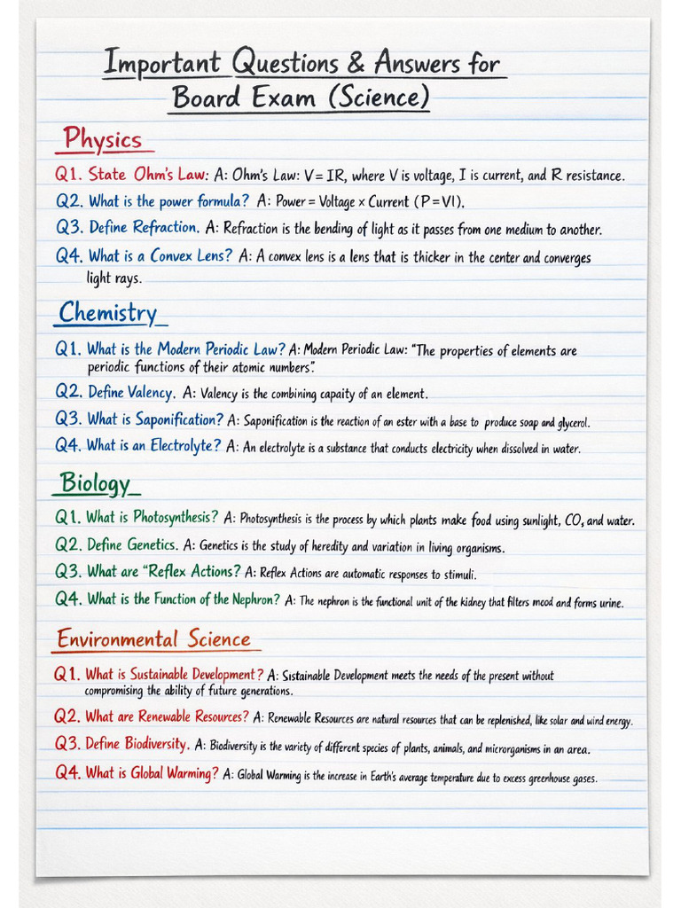 Science Notes Questions Answers | PDF