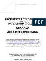 Propuestas ciudadanas para la movilidad ciclista en Granada y su área metropolitana