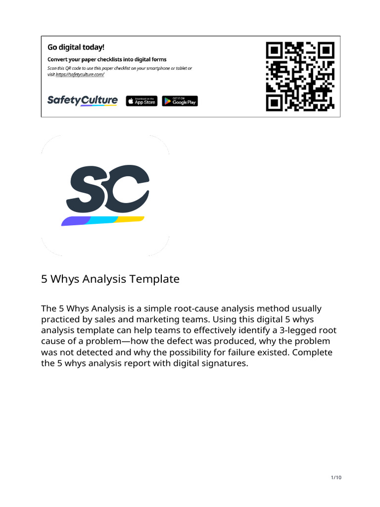 5 Whys Analysis Template | PDF | Systems Thinking | Quality