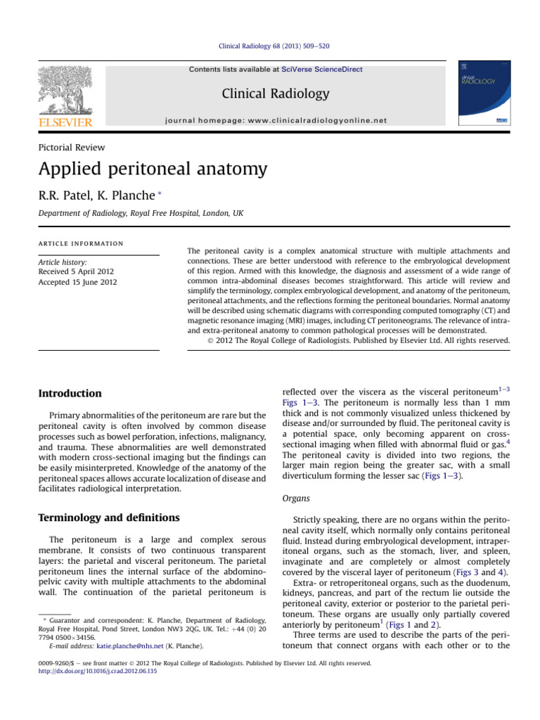 2013applied Peritoneal Anatomy | PDF | Peritoneum | Abdomen