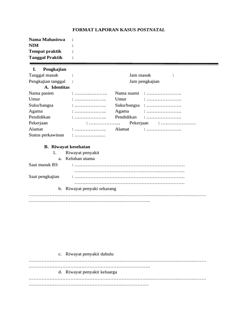 Format Askep Postnatal | PDF