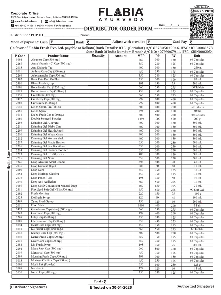 Flabia Order Form - 26 01 | PDF | Shampoo
