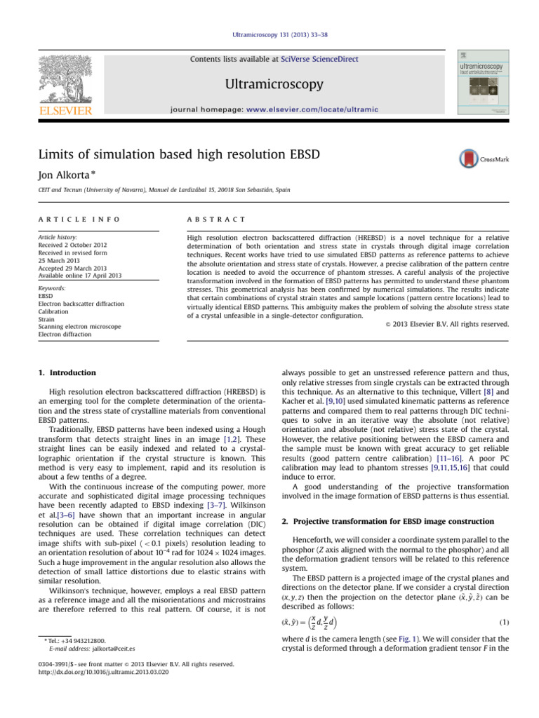Limits of Simulation Based High Resolution EBSD | PDF | Applied And ...
