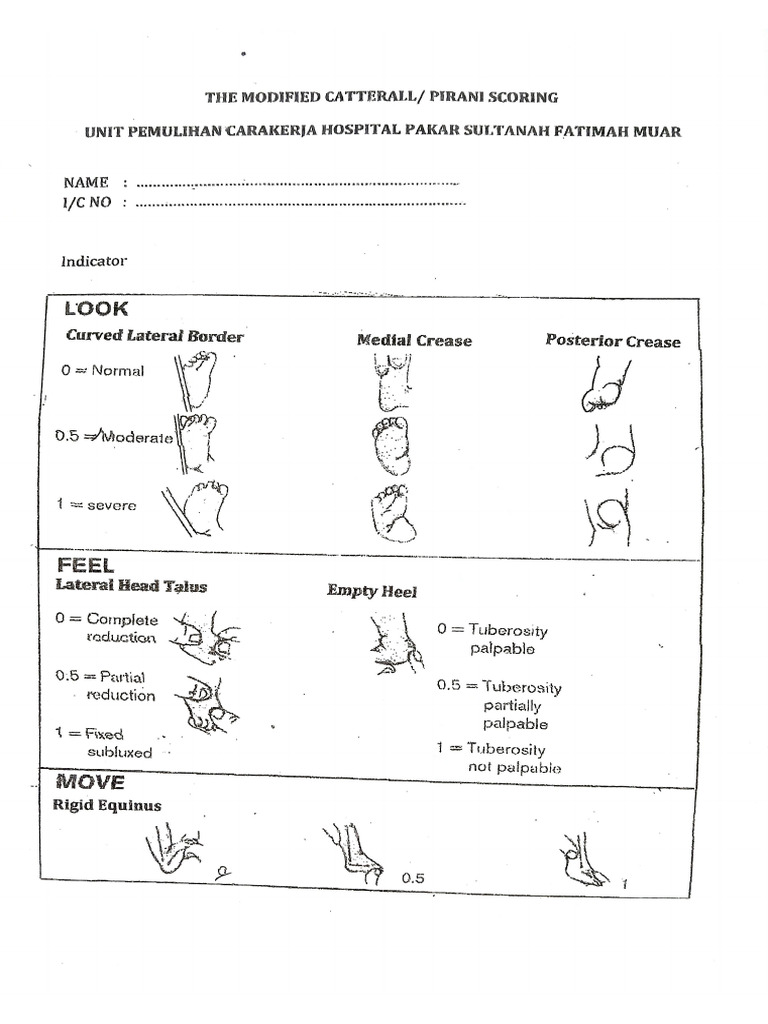 Modified Catterall - Pirani Scoring - CTEV | PDF