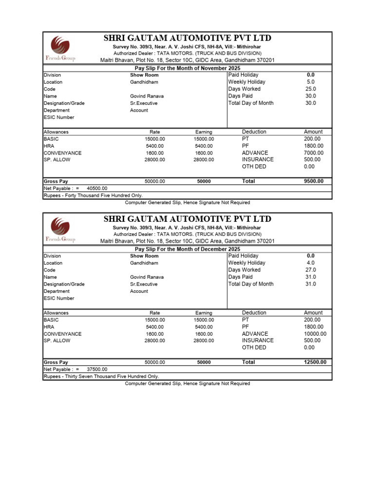 Salary Slip Govind Bhai | PDF | Taxes | Government Finances