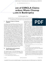 Treatment of CERCLA Claims for Hazardous Waste Cleanup Costs in Bankruptcy (Article)