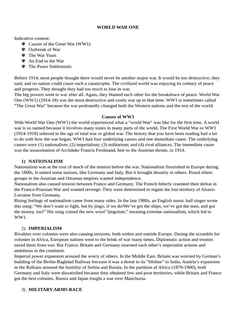 Ww1 Report | PDF | Allies Of World War I | Treaty Of Versailles