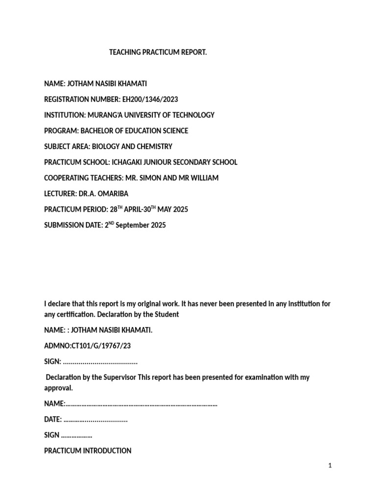 Teaching Practicum Report | PDF | Teachers | Learning